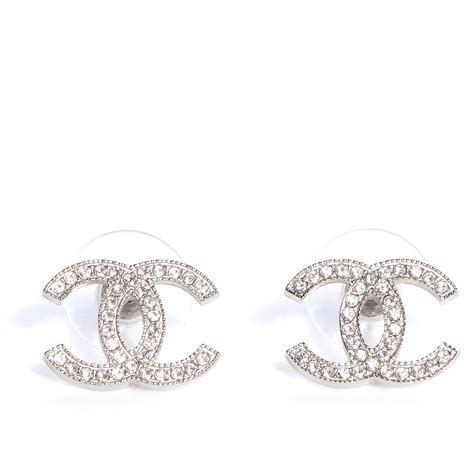 silver chanel earrings cc